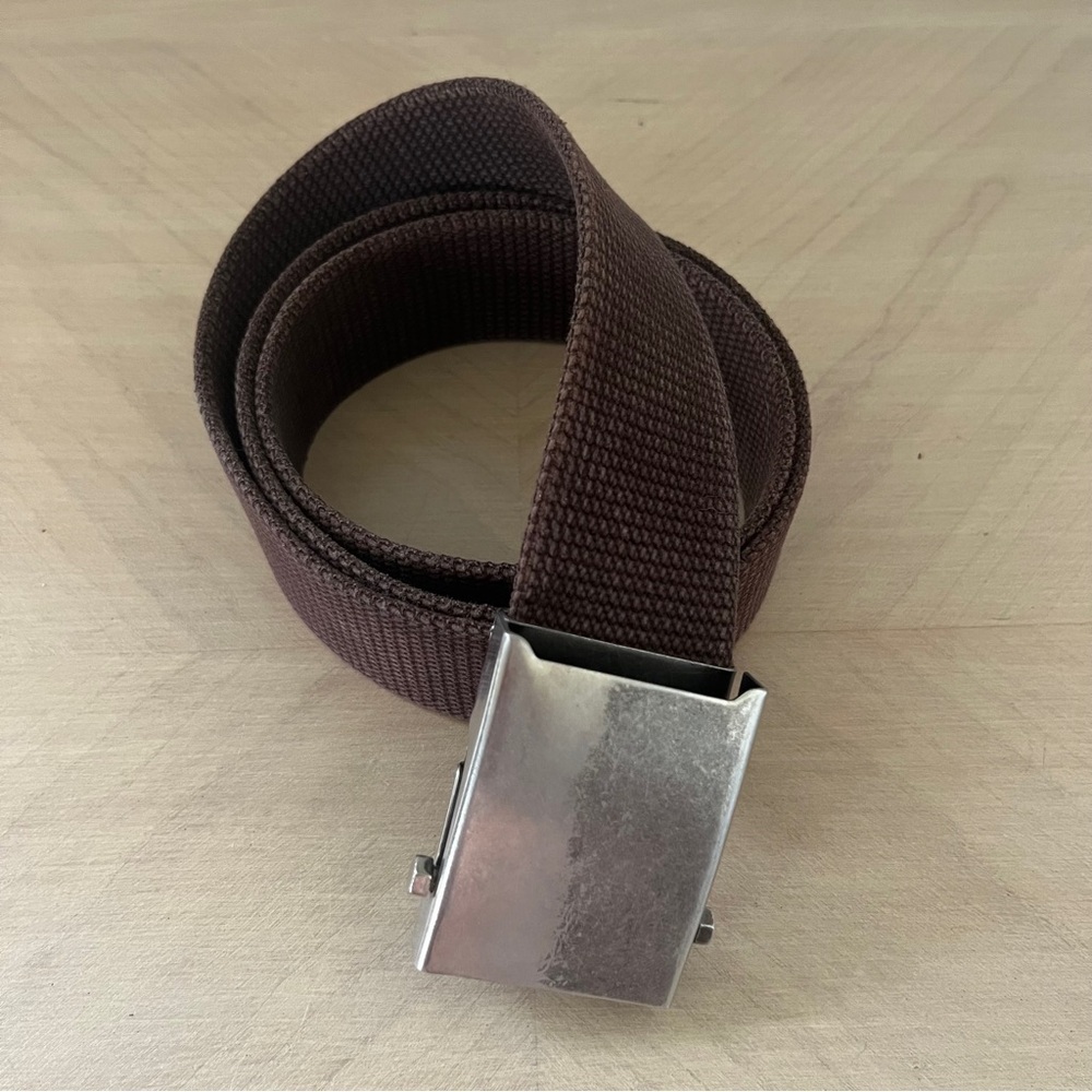 Columbia Woven Belt with flat slide buckle Brown and Silver